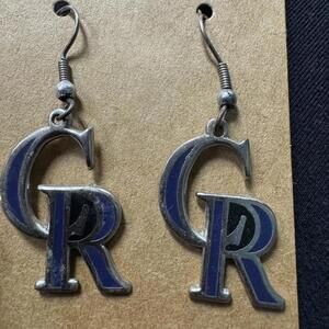 Vintage 90s Colorado Rockies CR Logo Dangle Earrings